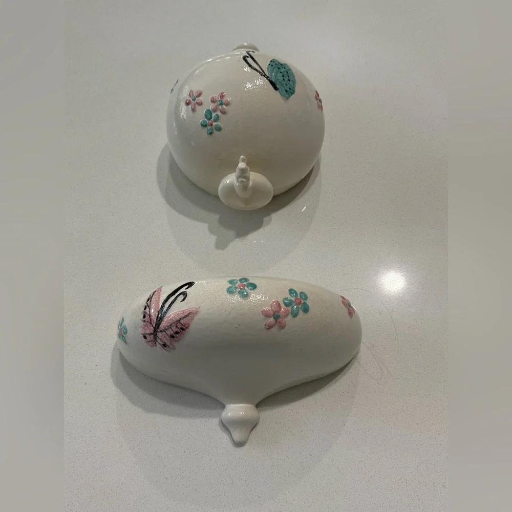 Vintage Hull Pottery 1956 Wall Hanging Butterfly Flowers Lavabo B25 B24 USA Made